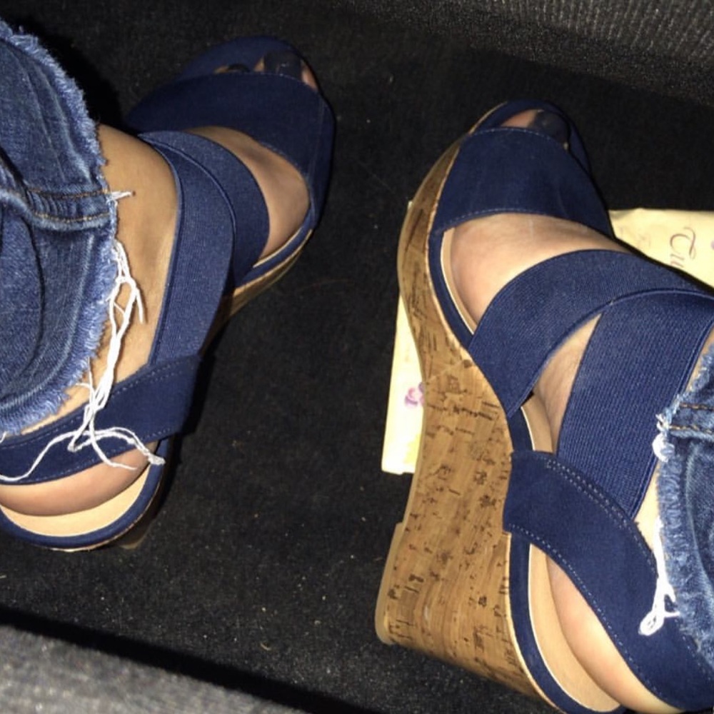 Blue Strapped Wedges